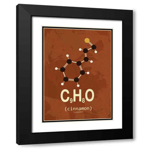 Molecule Cinnamon Black Modern Wood Framed Art Print with Double Matting by TypeLike