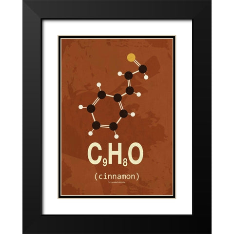 Molecule Cinnamon Black Modern Wood Framed Art Print with Double Matting by TypeLike