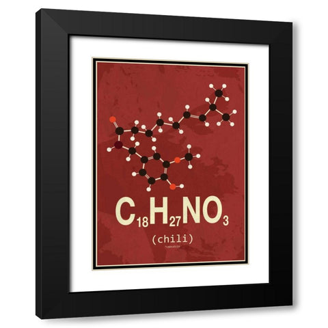 Molecule Chili Black Modern Wood Framed Art Print with Double Matting by TypeLike