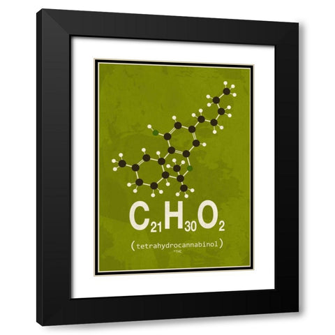 Molecule THC Black Modern Wood Framed Art Print with Double Matting by TypeLike
