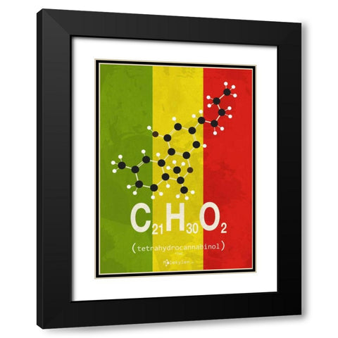 Molecule THC Black Modern Wood Framed Art Print with Double Matting by TypeLike