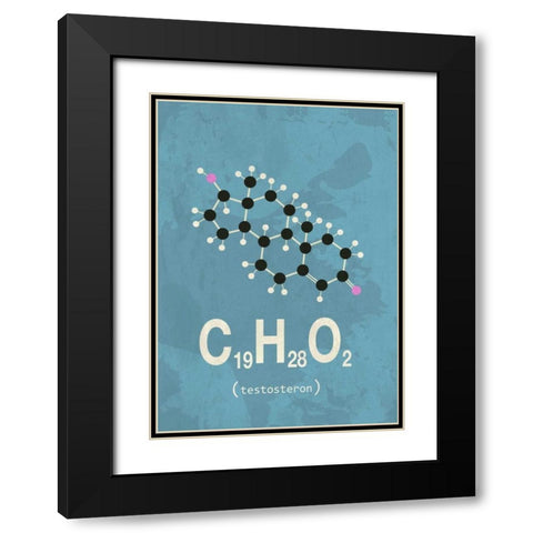 Molecule Testosterone Black Modern Wood Framed Art Print with Double Matting by TypeLike