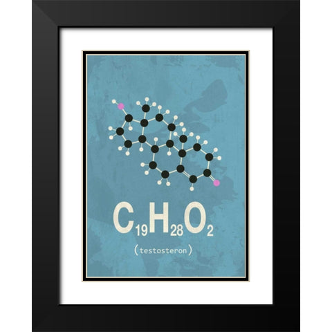Molecule Testosterone Black Modern Wood Framed Art Print with Double Matting by TypeLike