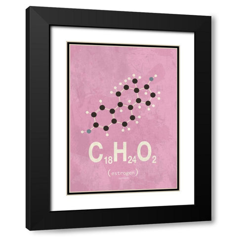 Molecule Estrogene Black Modern Wood Framed Art Print with Double Matting by TypeLike
