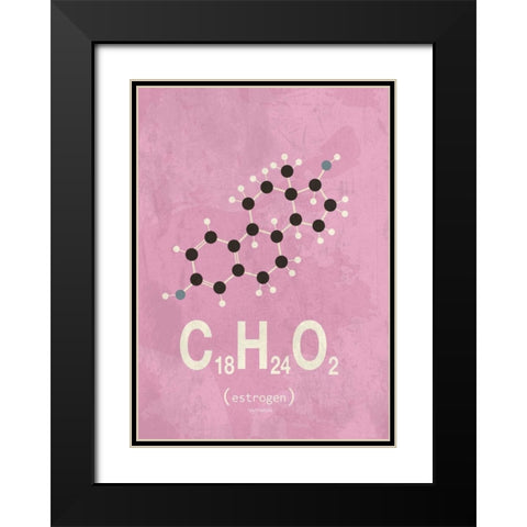 Molecule Estrogene Black Modern Wood Framed Art Print with Double Matting by TypeLike