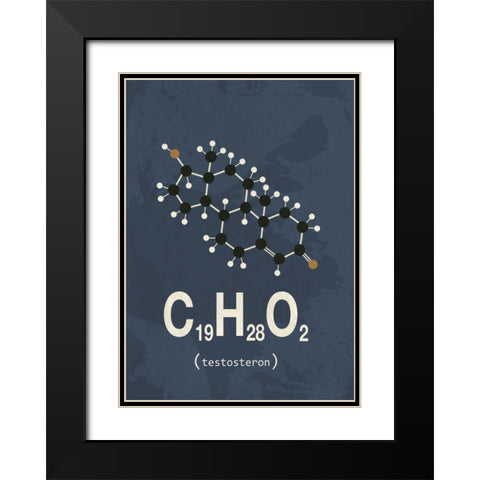 Molecule Testosterone Black Modern Wood Framed Art Print with Double Matting by TypeLike