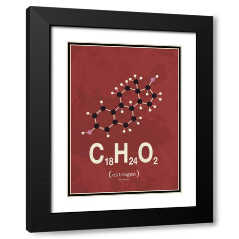 Molecule Estrogene Black Modern Wood Framed Art Print with Double Matting by TypeLike
