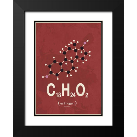 Molecule Estrogene Black Modern Wood Framed Art Print with Double Matting by TypeLike