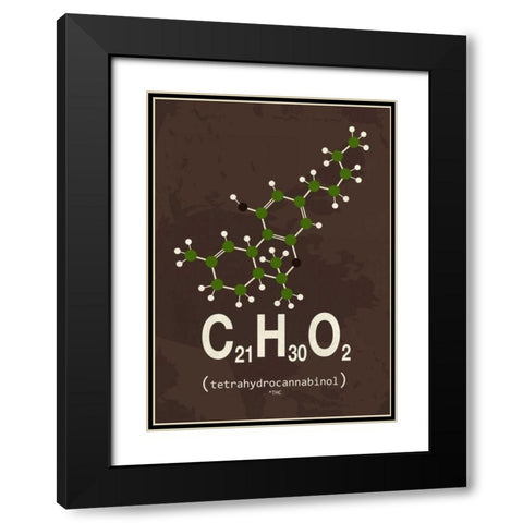 Molecule THC Black Modern Wood Framed Art Print with Double Matting by TypeLike