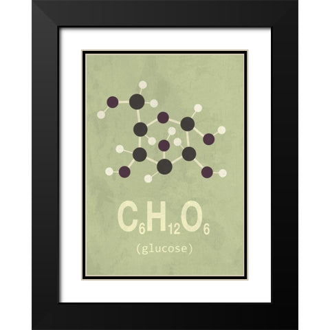 Molecule Glucose Black Modern Wood Framed Art Print with Double Matting by TypeLike