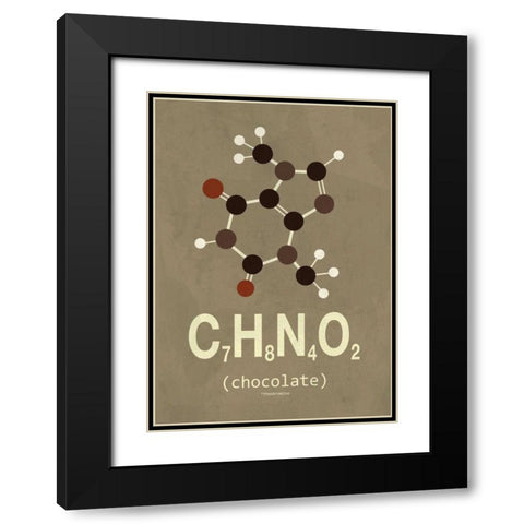 Molecule Chocolate Black Modern Wood Framed Art Print with Double Matting by TypeLike