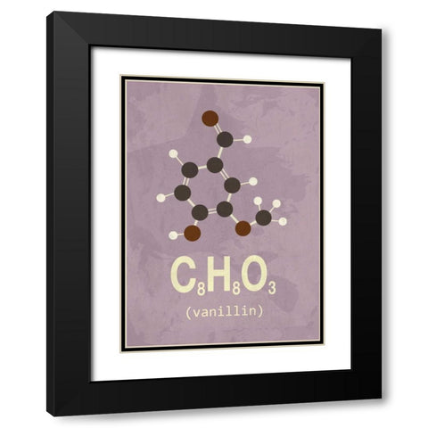 Molecule Vanilin Black Modern Wood Framed Art Print with Double Matting by TypeLike