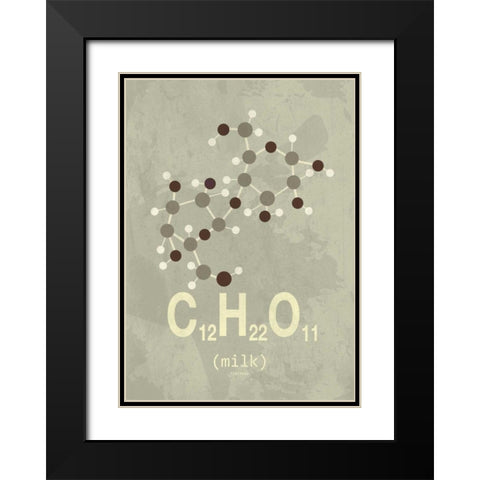 Molecule Milk Black Modern Wood Framed Art Print with Double Matting by TypeLike
