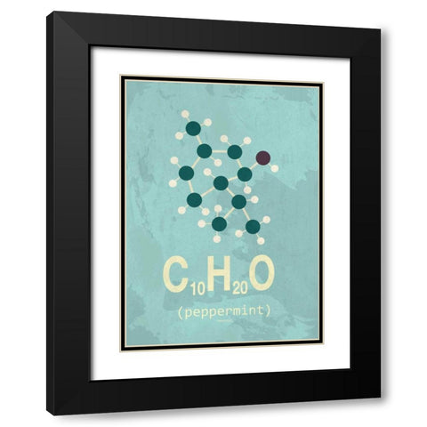 Molecule Peppermint Black Modern Wood Framed Art Print with Double Matting by TypeLike