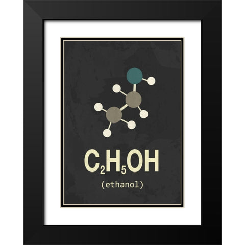 Molecule Ethanol Black Modern Wood Framed Art Print with Double Matting by TypeLike