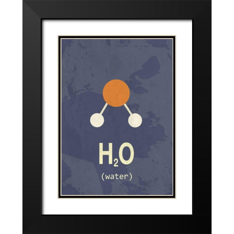 Molecule Water Black Modern Wood Framed Art Print with Double Matting by TypeLike