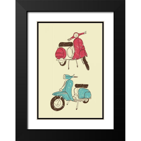 Scooter II Black Modern Wood Framed Art Print with Double Matting by GraphINC