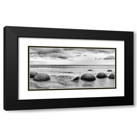 Beach Rocks Black Modern Wood Framed Art Print with Double Matting by PhotoINC Studio