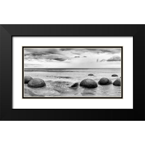 Beach Rocks Black Modern Wood Framed Art Print with Double Matting by PhotoINC Studio