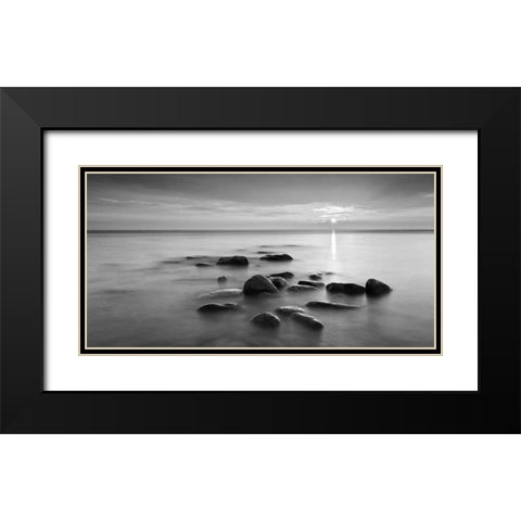 Rocks in mist Black Modern Wood Framed Art Print with Double Matting by PhotoINC Studio