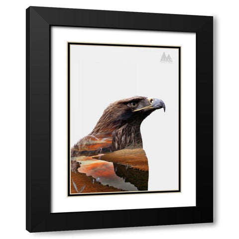 Eagle Black Modern Wood Framed Art Print with Double Matting by Clean Nature