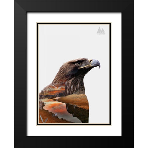 Eagle Black Modern Wood Framed Art Print with Double Matting by Clean Nature