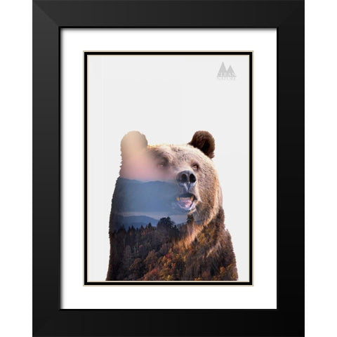 Bear Black Modern Wood Framed Art Print with Double Matting by Clean Nature