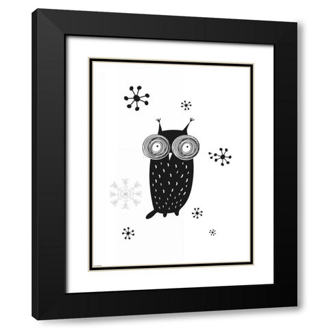 Owl I Black Modern Wood Framed Art Print with Double Matting by GraphINC