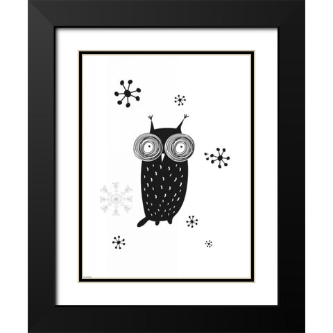 Owl I Black Modern Wood Framed Art Print with Double Matting by GraphINC