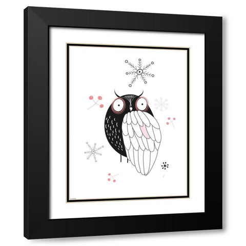 Owl II Black Modern Wood Framed Art Print with Double Matting by GraphINC
