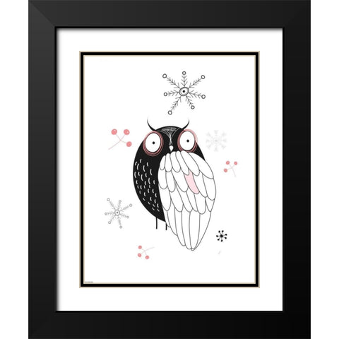 Owl II Black Modern Wood Framed Art Print with Double Matting by GraphINC
