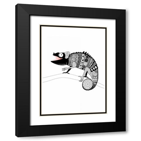 Gecko Black Modern Wood Framed Art Print with Double Matting by GraphINC