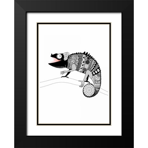 Gecko Black Modern Wood Framed Art Print with Double Matting by GraphINC