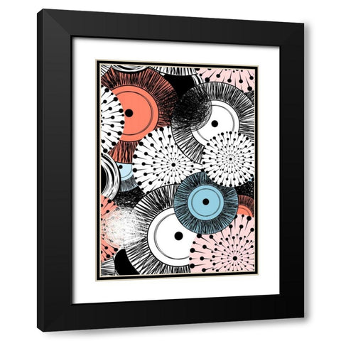 Flowers and Design Black Modern Wood Framed Art Print with Double Matting by GraphINC
