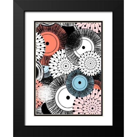 Flowers and Design Black Modern Wood Framed Art Print with Double Matting by GraphINC