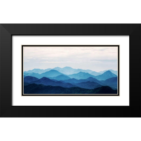 Blue Mountains Black Modern Wood Framed Art Print with Double Matting by PhotoINC Studio