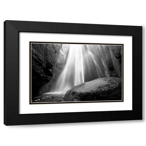 Waterfall Black Modern Wood Framed Art Print with Double Matting by PhotoINC Studio