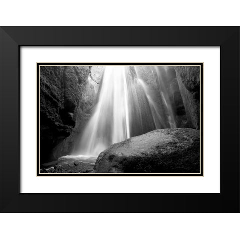 Waterfall Black Modern Wood Framed Art Print with Double Matting by PhotoINC Studio