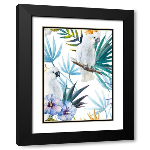 Cockatoo Black Modern Wood Framed Art Print with Double Matting by Incado
