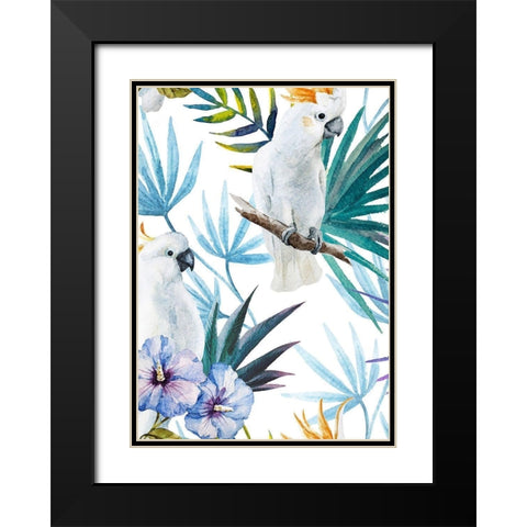 Cockatoo Black Modern Wood Framed Art Print with Double Matting by Incado