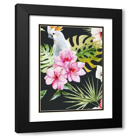 Cockatoo Dark Black Modern Wood Framed Art Print with Double Matting by Incado