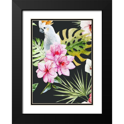 Cockatoo Dark Black Modern Wood Framed Art Print with Double Matting by Incado