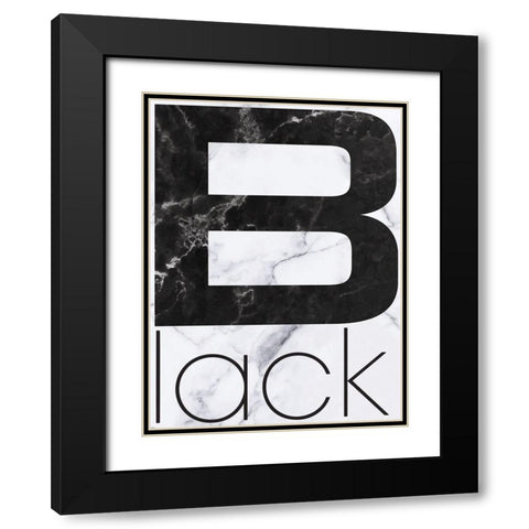 Black Marble Black Modern Wood Framed Art Print with Double Matting by TypeLike