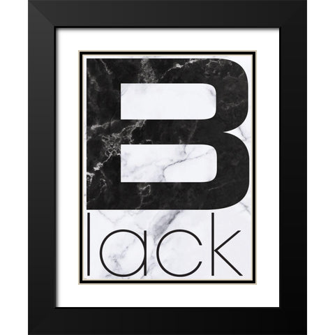 Black Marble Black Modern Wood Framed Art Print with Double Matting by TypeLike