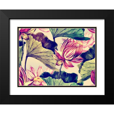 Water Lily Black Modern Wood Framed Art Print with Double Matting by Incado