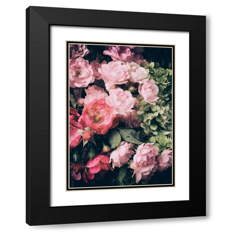 Floral 28 Black Modern Wood Framed Art Print with Double Matting by Incado