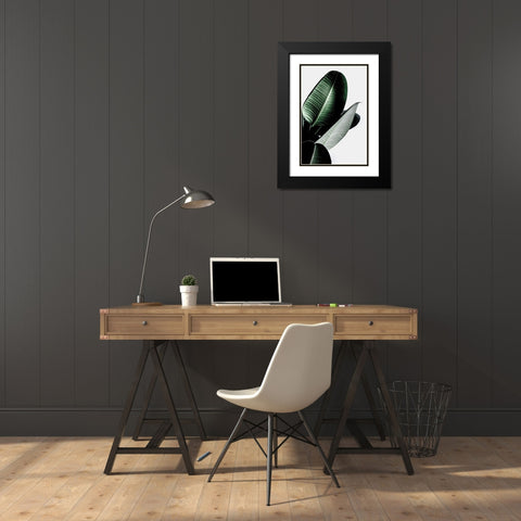 Leaves Black Modern Wood Framed Art Print with Double Matting by Incado