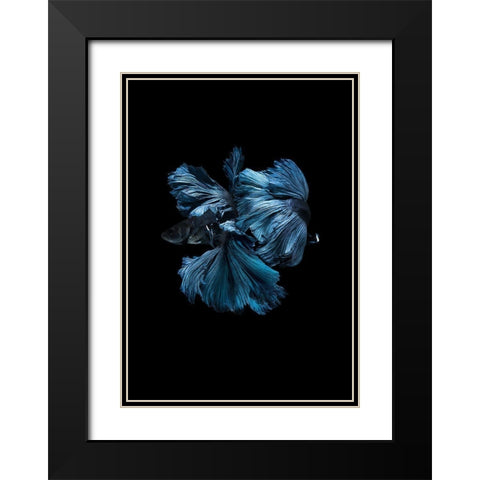 Blue Betta Black Modern Wood Framed Art Print with Double Matting by Incado