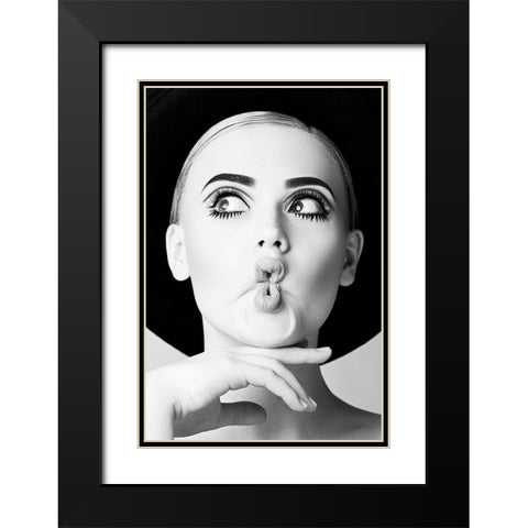 Fish Face Glamour Black Modern Wood Framed Art Print with Double Matting by Incado