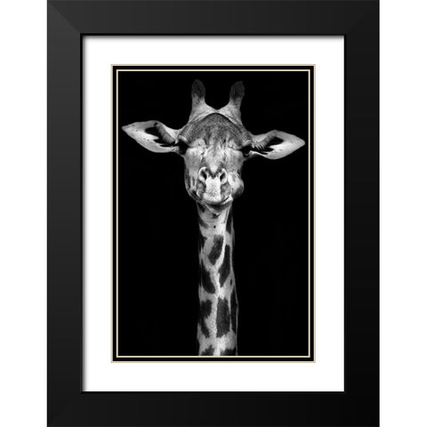 Giraffe Black Modern Wood Framed Art Print with Double Matting by Incado